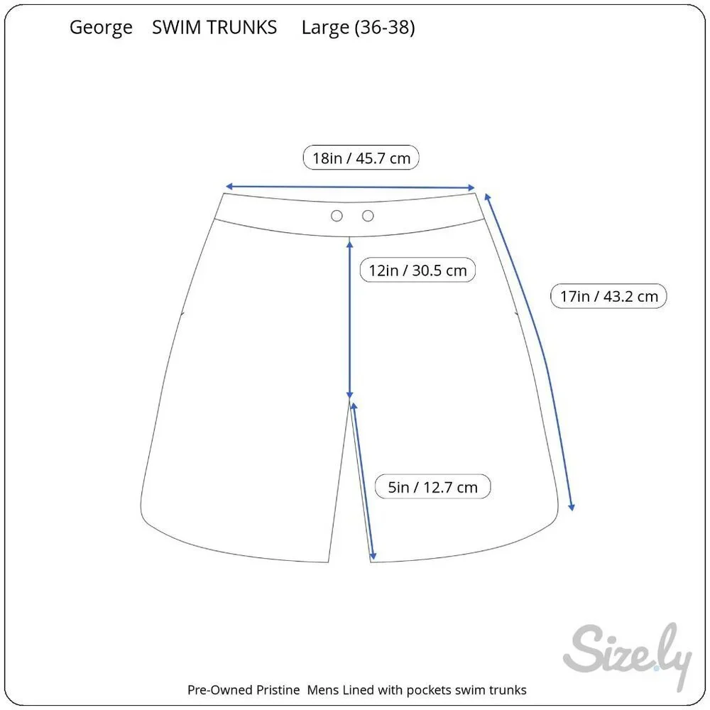 George Mens Swim Shorts Blue Red Star Print Size Large 36-38 Elastic Waist